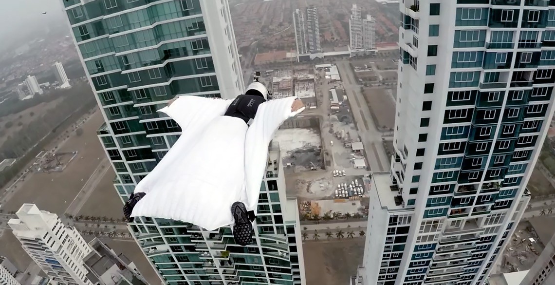 Roberta Mancino Wingsuits Through Panama City Skyline